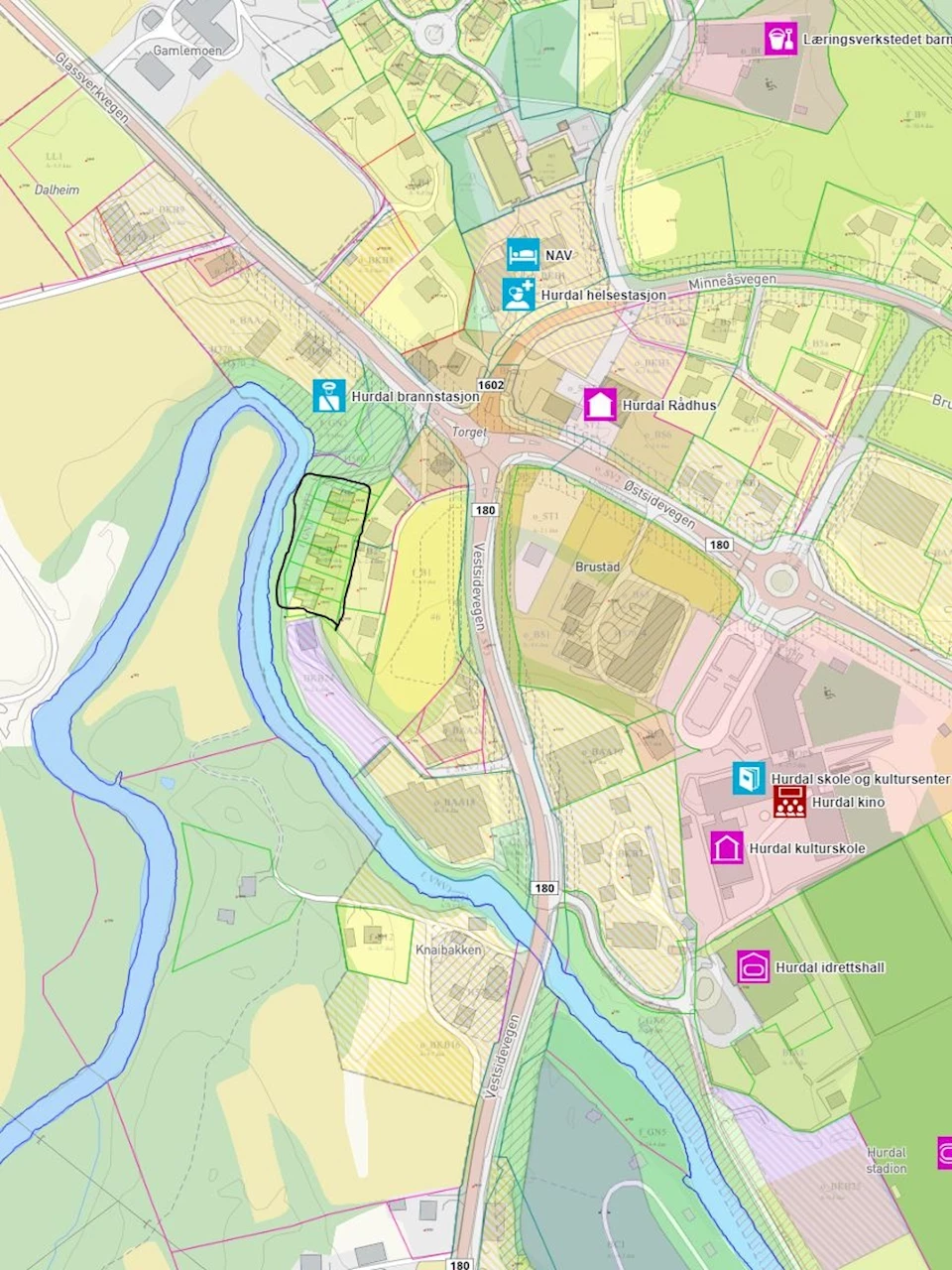Rognstad Eiendom Elvebredden Hurdal Oversiktbilde Hurdal sentrum
