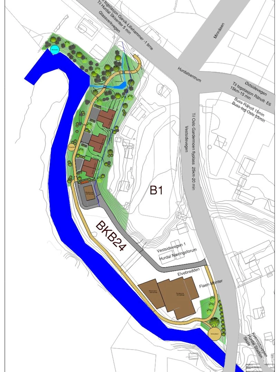 Rognstad Eiendom Elvebredden Hurdal Oversiktsplan